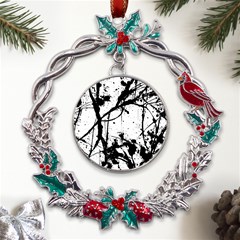 Inksplats Metal X mas Wreath Holly Leaf Ornament by SpinnyChairDesigns