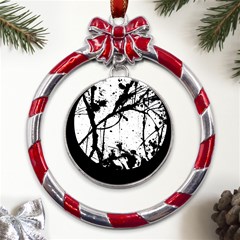 Inksplats Metal Red Ribbon Round Ornament