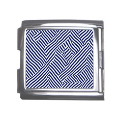 Blue And White Abstract Stripes Mega Link Italian Charm (18mm)