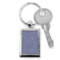 Blue And White Abstract Stripes Key Chain (rectangle)