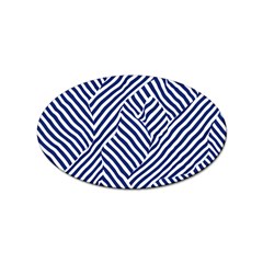 Blue And White Abstract Stripes Sticker Oval (10 Pack) by SpinnyChairDesigns