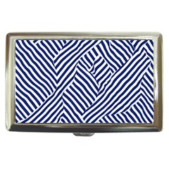 Blue And White Abstract Stripes Cigarette Money Case