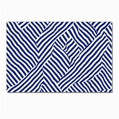 Blue And White Abstract Stripes Postcard 4 x 6  (pkg Of 10) by SpinnyChairDesigns