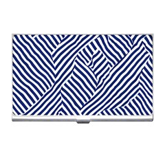 Blue And White Abstract Stripes Business Card Holder