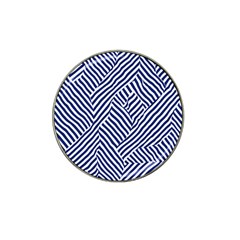 Blue And White Abstract Stripes Hat Clip Ball Marker