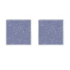 Blue And White Abstract Stripes Cufflinks (square)