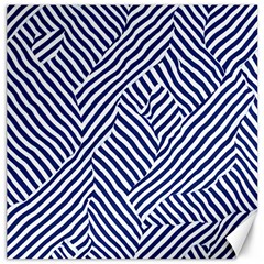 Blue And White Abstract Stripes Canvas 12  X 12 