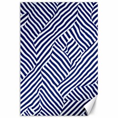 Blue And White Abstract Stripes Canvas 12  X 18 