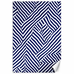 Blue And White Abstract Stripes Canvas 20  X 30 