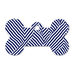 Blue And White Abstract Stripes Dog Tag Bone (one Side)