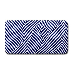 Blue And White Abstract Stripes Medium Bar Mat