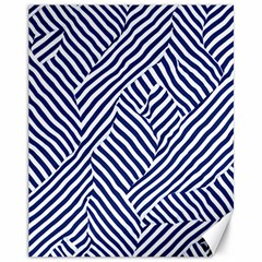 Blue And White Abstract Stripes Canvas 11  X 14 