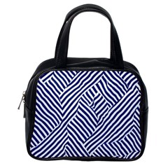 Blue And White Abstract Stripes Classic Handbag (one Side)