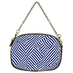 Blue And White Abstract Stripes Chain Purse (one Side)