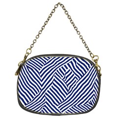 Blue And White Abstract Stripes Chain Purse (two Sides)