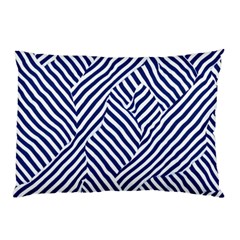 Blue And White Abstract Stripes Pillow Case