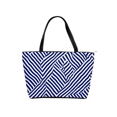 Blue And White Abstract Stripes Classic Shoulder Handbag