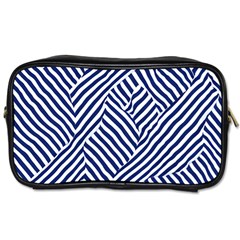 Blue And White Abstract Stripes Toiletries Bag (two Sides)