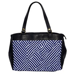 Blue And White Abstract Stripes Oversize Office Handbag