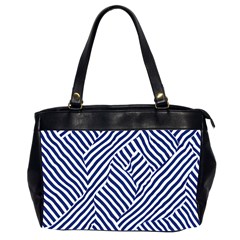 Blue And White Abstract Stripes Oversize Office Handbag (2 Sides)