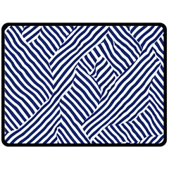 Blue And White Abstract Stripes Fleece Blanket (large)