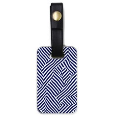 Blue And White Abstract Stripes Luggage Tag (one Side)