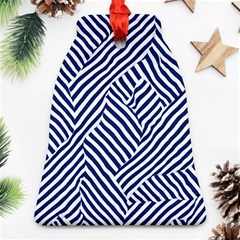 Blue And White Abstract Stripes Bell Ornament (two Sides)