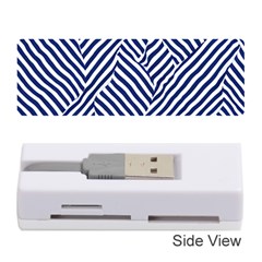 Blue And White Abstract Stripes Memory Card Reader (stick)