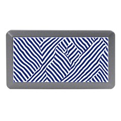 Blue And White Abstract Stripes Memory Card Reader (mini)