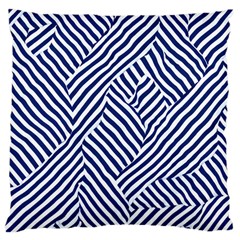 Blue And White Abstract Stripes Large Cushion Case (one Side)