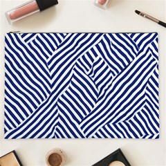 Blue And White Abstract Stripes Cosmetic Bag (xxl)