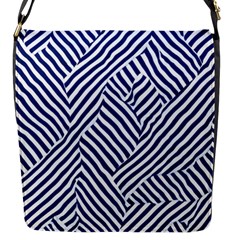 Blue And White Abstract Stripes Flap Closure Messenger Bag (s)