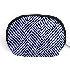 Blue And White Abstract Stripes Accessory Pouch (medium)