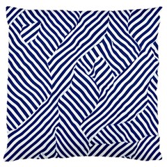 Blue And White Abstract Stripes Standard Premium Plush Fleece Cushion Case (one Side)