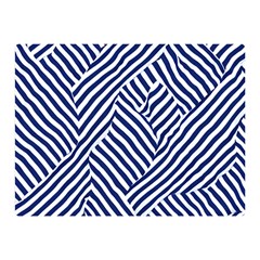 Blue And White Abstract Stripes Two Sides Premium Plush Fleece Blanket (mini)