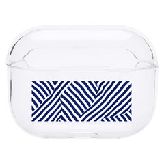 Blue And White Abstract Stripes Hard Pc Airpods Pro Case by SpinnyChairDesigns