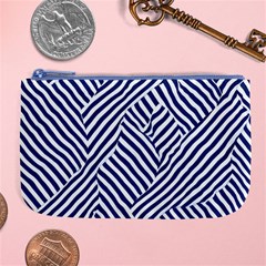 Blue And White Abstract Stripes Large Coin Purse