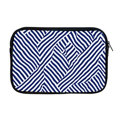 Blue And White Abstract Stripes Apple Macbook Pro 17  Zipper Case