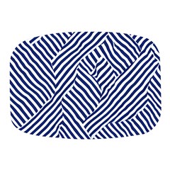 Blue And White Abstract Stripes Mini Square Pill Box by SpinnyChairDesigns