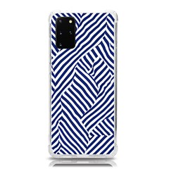 Blue And White Abstract Stripes Samsung Galaxy S20 Plus 6 7 Inch Tpu Uv Case