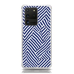 Blue And White Abstract Stripes Samsung Galaxy S20 Ultra 6 9 Inch Tpu Uv Case