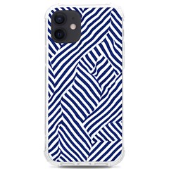 Blue And White Abstract Stripes Iphone 12/12 Pro Tpu Uv Print Case