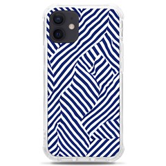 Blue And White Abstract Stripes Iphone 12 Mini Tpu Uv Print Case	