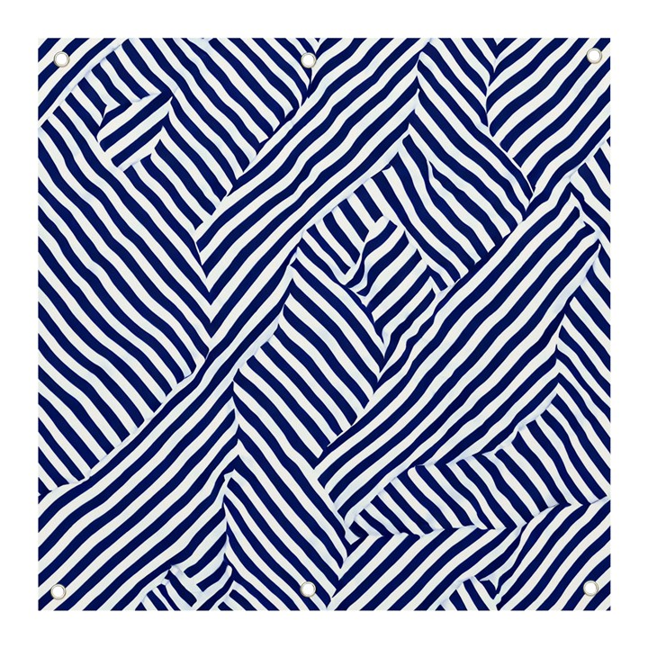 Blue and White Abstract Stripes Banner and Sign 3  x 3 