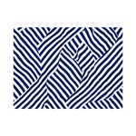 Blue and White Abstract Stripes Premium Plush Fleece Blanket (Mini) 35 x27  Blanket Front