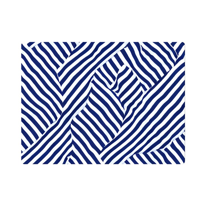 Blue and White Abstract Stripes Premium Plush Fleece Blanket (Mini)