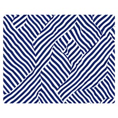 Blue And White Abstract Stripes Premium Plush Fleece Blanket (medium)