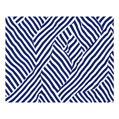 Blue And White Abstract Stripes Premium Plush Fleece Blanket (large)