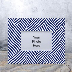 Blue And White Abstract Stripes White Tabletop Photo Frame 4 x6 