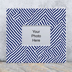 Blue And White Abstract Stripes White Wall Photo Frame 5  X 7 